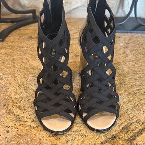 Donald J. Pliner Black and Cream Strappy Heels